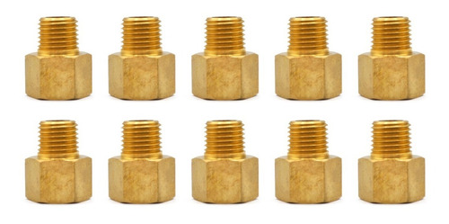 10 Pz De Adaptador, fabricado en latón (dorado) de 1/4" NPT a 1/4" NPT