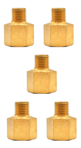 5 Pz De Adaptador, fabricado en latón (dorado) de 3/8" NPT a 1/4" NPT