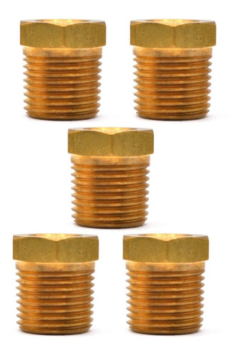 5 Pz De Bushing 1/4" NPT hembra a 1/2" NPT macho, fabricado en latón (dorado)