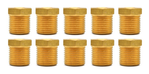 10 Pz De Bushing 1/8" NPT hembra a 1/4" NPT macho, fabricado en latón (dorado)