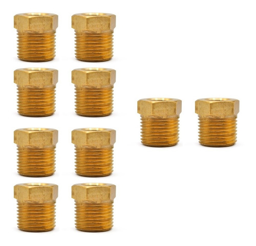 10 Pz De Bushing 1/8" NPT hembra a 3/8" NPT macho, fabricado en latón (dorado)