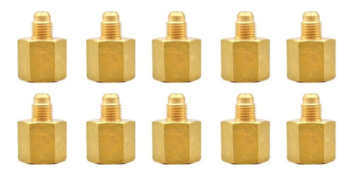 10 Pz De Conector Hembra, fabricado en latón de 3/8" NPT (H) X 1/4" Flare