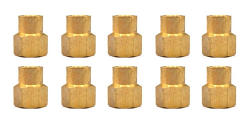 10 Pz De Cople reductor, fabricado en latón (dorado) de 1/4" NPT a 1/8" NPT