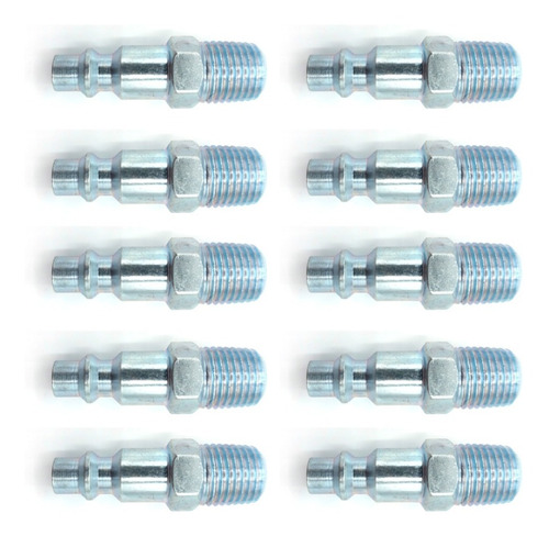 10 Pz De Espiga para cople rápido macho de 1/4" NPT x 1/4", fabricado en latón y un recubrimiento en niquel.