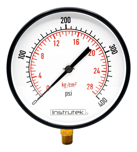 Manómetro 8", estándar, 1/2" NPT, inferior, 400 psi-kg/cm2
