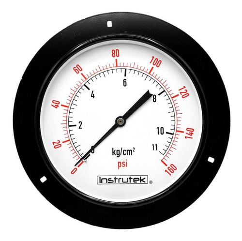 Manómetro 8", estándar, 1/2" NPT, posterior, 160 psi-kg/cm2
