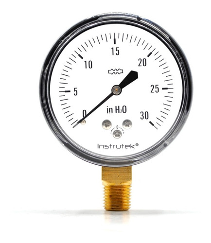 Manómetro 2.5", baja presión, 1/4" NPT, inferior, 30 in H2O