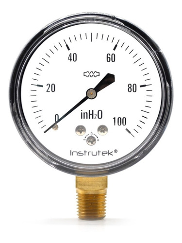 Manómetro 2.5", baja presión, 1/4" NPT, inferior, 100 in H2O