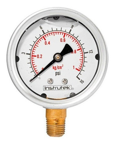 Manómetro 2.5", lleno de líquido (O.E.M.), 1/4" NPT, inferior, 15 psi-kg/cm2