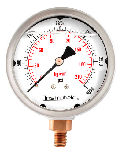 Manómetro 4", lleno de líquido (O.E.M.), 1/4" NPT, inferior, 3000 psi-kg/cm2