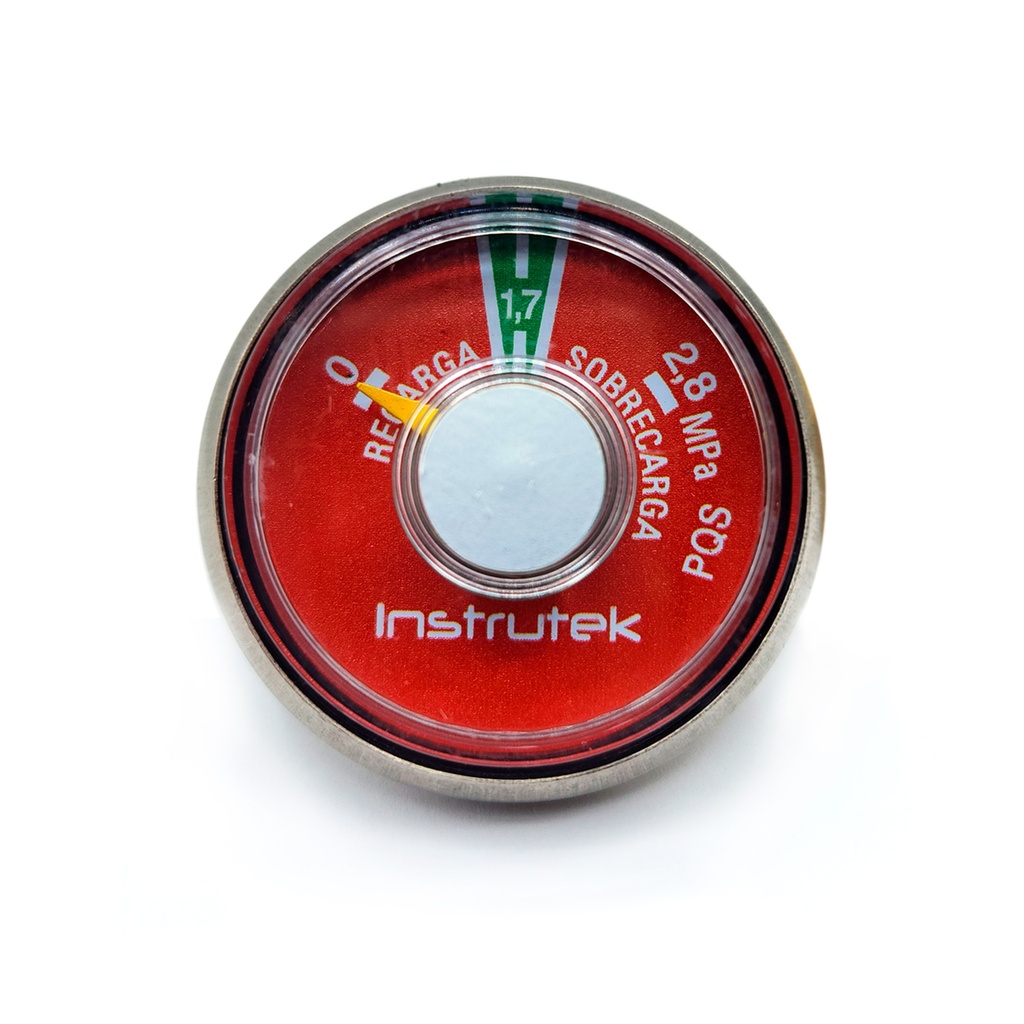 Manómetro 35 mm para extintor, 1/8" NPT posterior, 1.7 MPa