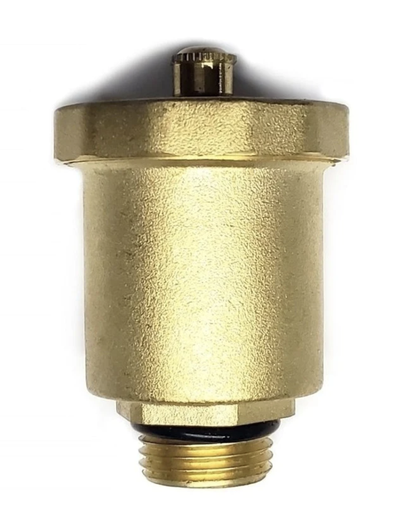 Válvula eliminadora de aire, gases y líquidos fabricada en latón, conexión 1/2" NPT, rango de presión 145 psi.