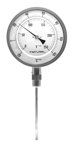 Termómetro 5 pulgadas, inferior, 1/2" NPT, vástago 6", rango -20 a 120 C-F