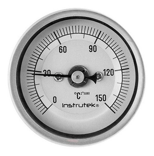Termómetro 2 pulgadas, posterior, 1/4" NPT, vástago 4", rango 0 a 150 C-F