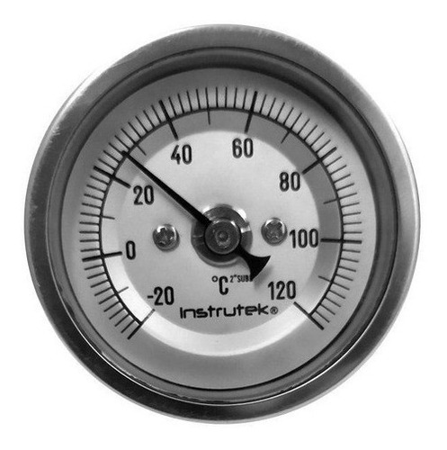 Termómetro 2 pulgadas, posterior, 1/4" NPT, vástago 6", rango -20 a 120 C-F