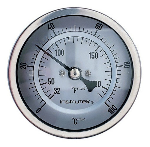 Termómetro 3 pulgadas, posterior, 1/2" NPT, vástago 4", rango 0 a 100 C-F