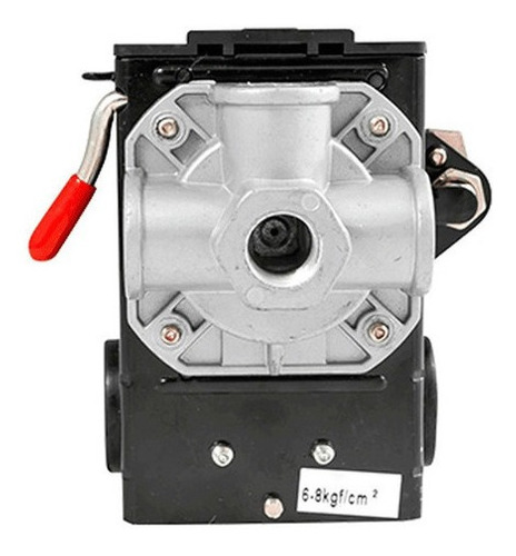 Switch de presión tipo Furnas con manifold, con conexión de 1/4" NPT, alimentación de 110 VCA, rango de presión 85 a 115 psi.