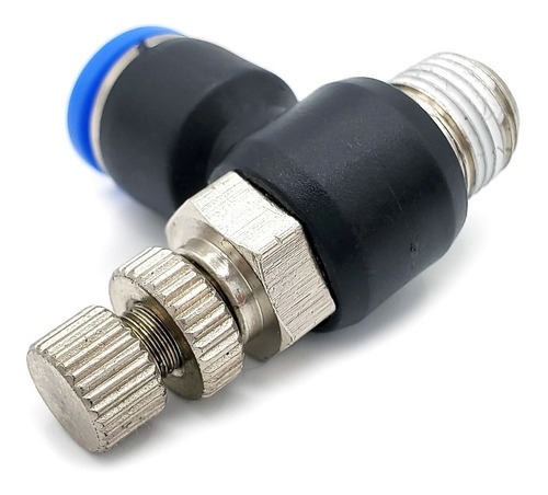 Regulador de flujo en codo, 1/8" NPT x 1/4"