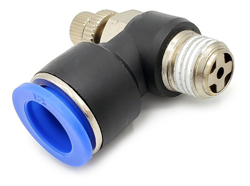 Regulador de flujo en codo, 1/4" NPT x 1/2"