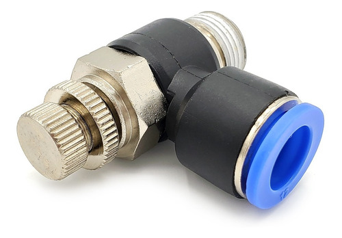 Regulador de flujo en codo, 3/8" NPT x 12 mm