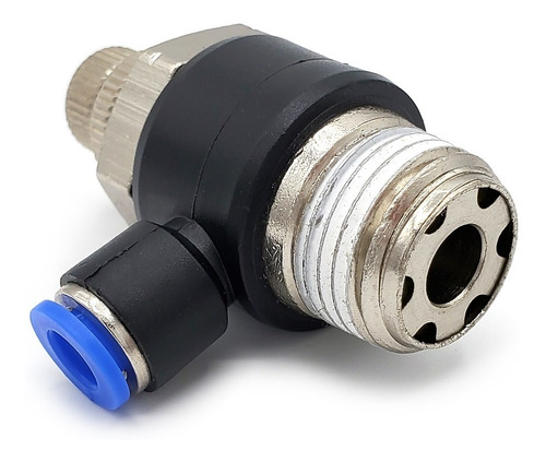 Regulador de flujo en codo, 1/2" NPT x 6 mm