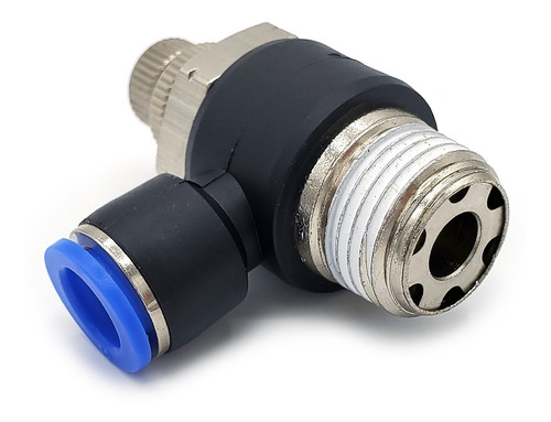 Regulador de flujo en codo, 1/2" NPT x 10 mm