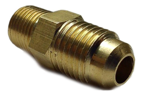 Conector macho, fabricado en latón (dorado) de 1/8" NPT x 1/4" flare.