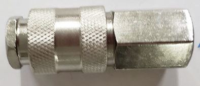 Cople rápido hembra de 3/8" NPT, fabricado en latón y un recubrimiento en níquel