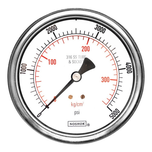 [N404105000] Manómetro 4", acero inoxidable, 1/2" NPT, posterior, 5000 psi