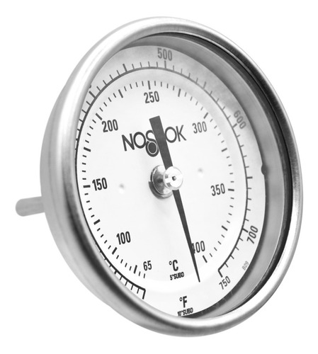 [N30110025150750] Termómetro 3 pulgadas, acero inoxidable, posterior, 1/2" NPT, vástago 2.5", rango 150 a 750 F-C
