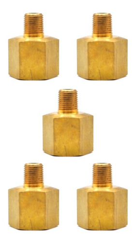[ADAP38N18NQTY5] 5 Pz De Adaptador, fabricado en latón (dorado) de 3/8" NPT a 1/8" NPT