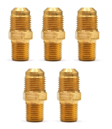 [CM14N38FQTY5] 5 Pz De Conector Macho, fabricado en latón de 1/4" NPT X 3/8" Flare