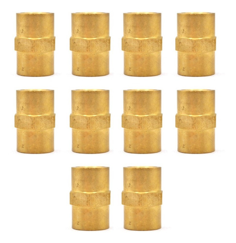 [COP14NQTY10] 10 Pz De Cople recto de 1/4" NPT, fabricado en latón (dorado)