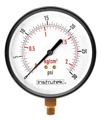 [10010030] Manómetro 4", estándar, 1/4" NPT, inferior, 30 psi-kg/cm2