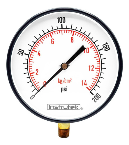 [200100200] Manómetro 8", estándar, 1/2" NPT, inferior, 200 psi-kg/cm2