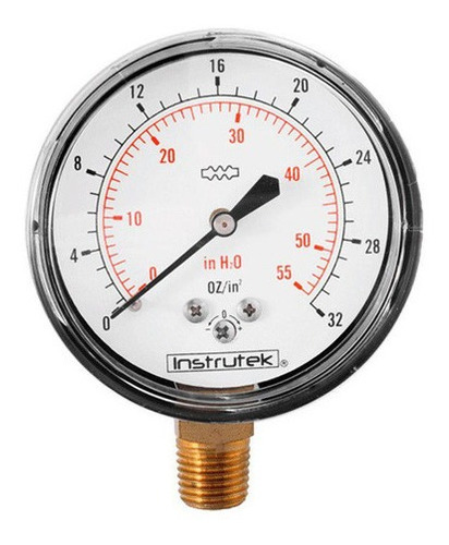 [6320032OZ55INH2O] Manómetro 2.5", baja presión, 1/4" NPT, inferior, 32 oz/in2-55 in H2O