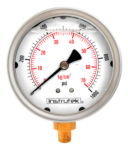 [1003001000] Manómetro 4", lleno de líquido (O.E.M.), 1/4" NPT, inferior, 1000 psi-kg/cm2