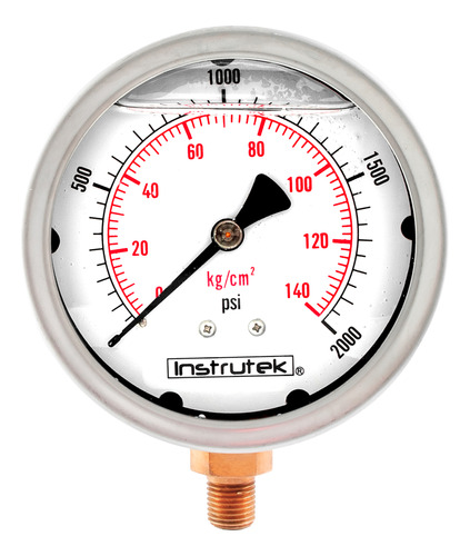 [1003002000] Manómetro 4", lleno de líquido (O.E.M.), 1/4" NPT, inferior, 2000 psi-kg/cm2