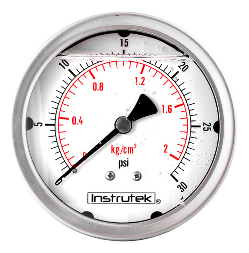 [10031030] Manómetro 4", lleno de líquido (O.E.M.), 1/4" NPT, posterior, 30 psi-kg/cm2