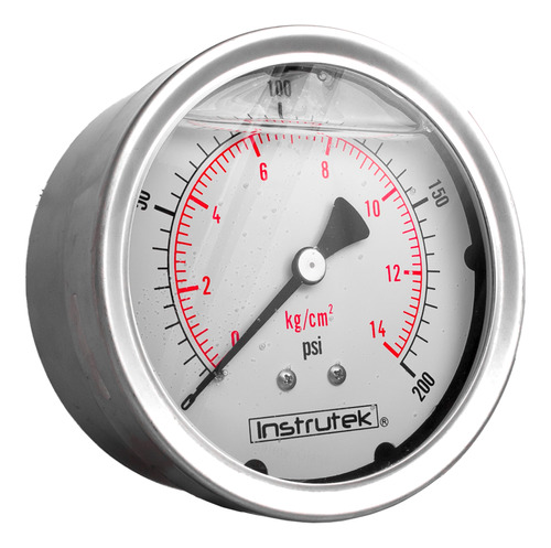 [100310200] Manómetro 4", lleno de líquido (O.E.M.), 1/4" NPT, posterior, 200 psi-kg/cm2