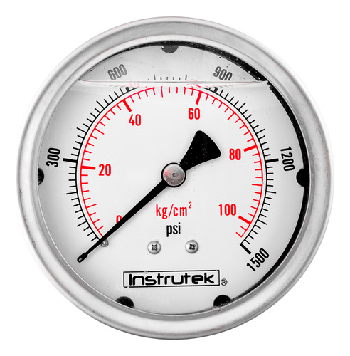 [1003101500] Manómetro 4", lleno de líquido (O.E.M.), 1/4" NPT, posterior, 1500 psi-kg/cm2