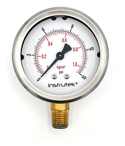 [6333015] Manómetro 2.5", lleno de líquido (O.E.M.), 1/4" NPT, inferior, 15 psi-kg/cm2