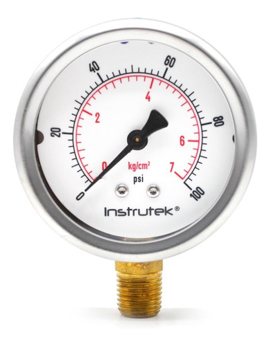 [63330100] Manómetro 2.5", lleno de líquido (O.E.M.), 1/4" NPT, inferior, 100 psi-kg/cm2
