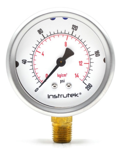 [63330200] Manómetro 2.5", lleno de líquido (O.E.M.), 1/4" NPT, inferior, 200 psi-kg/cm2