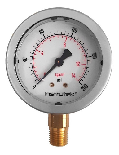 [JY63330200] Manómetro 2.5", lleno de líquido (O.E.M.), 1/4" NPT, inferior, 200 psi-kg/cm2