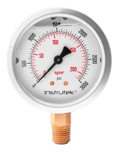 [634003000] Manómetro 2.5", lleno de líquido premium, 1/4" NPT, inferior, 3000 psi-kg/cm2