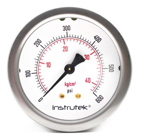 [63410600] Manómetro 2.5", lleno de líquido premium, 1/4" NPT, posterior, 600 psi-kg/cm2