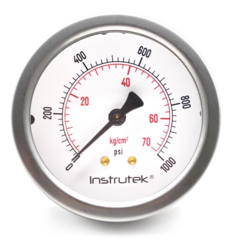 [634101000] Manómetro 2.5", lleno de líquido premium, 1/4" NPT, posterior, 1000 psi-kg/cm2