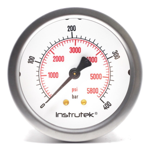[63410400BARPSI] Manómetro 2.5", lleno de líquido premium, 1/4" BSPP, posterior, 400 bar-psi