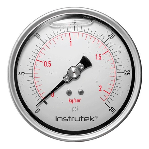 [10041030] Manómetro 4", lleno de líquido premium, 1/4" NPT, posterior, 30 psi-kg/cm2